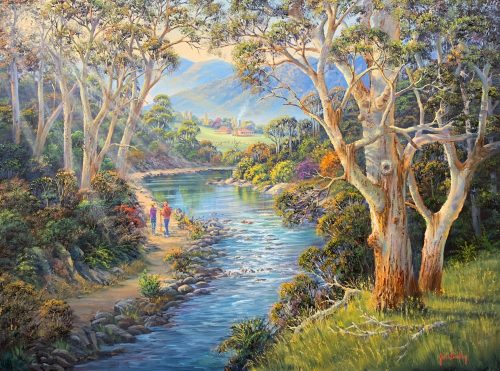 Ovens River Walk Painting by John Bradley