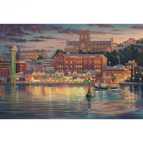 Harbour Lights Newcastle Harbour Painting by John Bradley