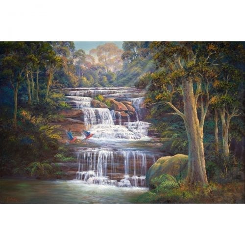 Queens Cascades Waterfall Painting John Bradley