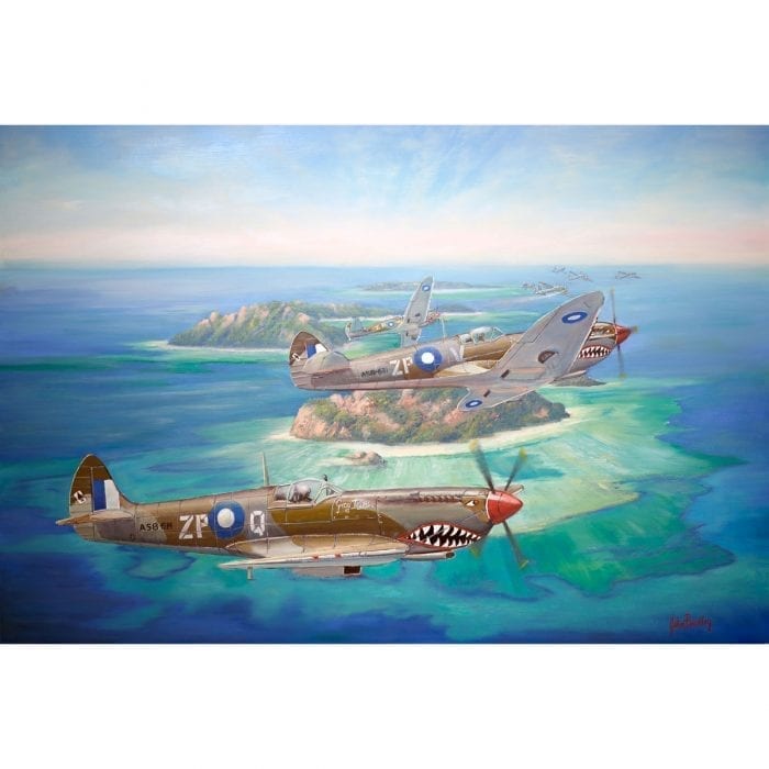 Shark Attack War Plane Painting John Bradley
