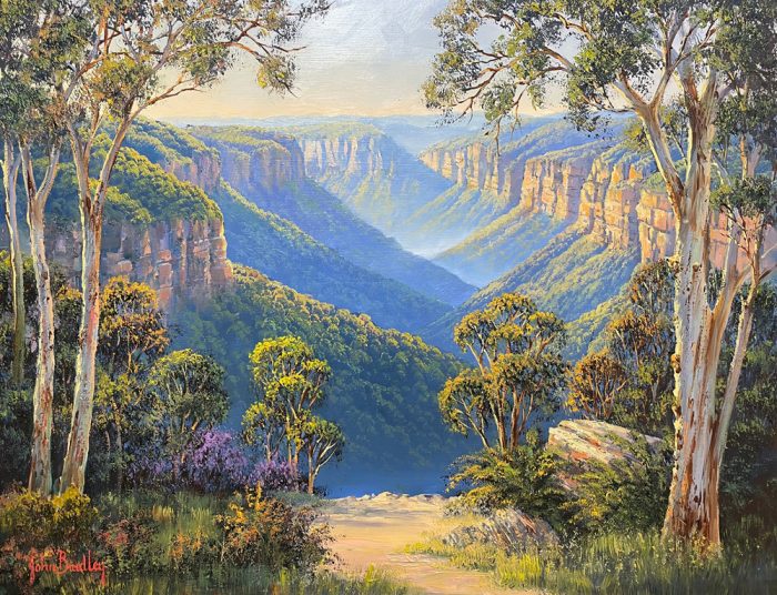 John Bradley how to paint a Blue Mountains scene